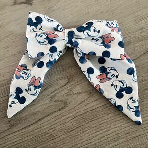 NEW Disney Minnie & Mickey Mouse Fabric Bow French Hair Barrette